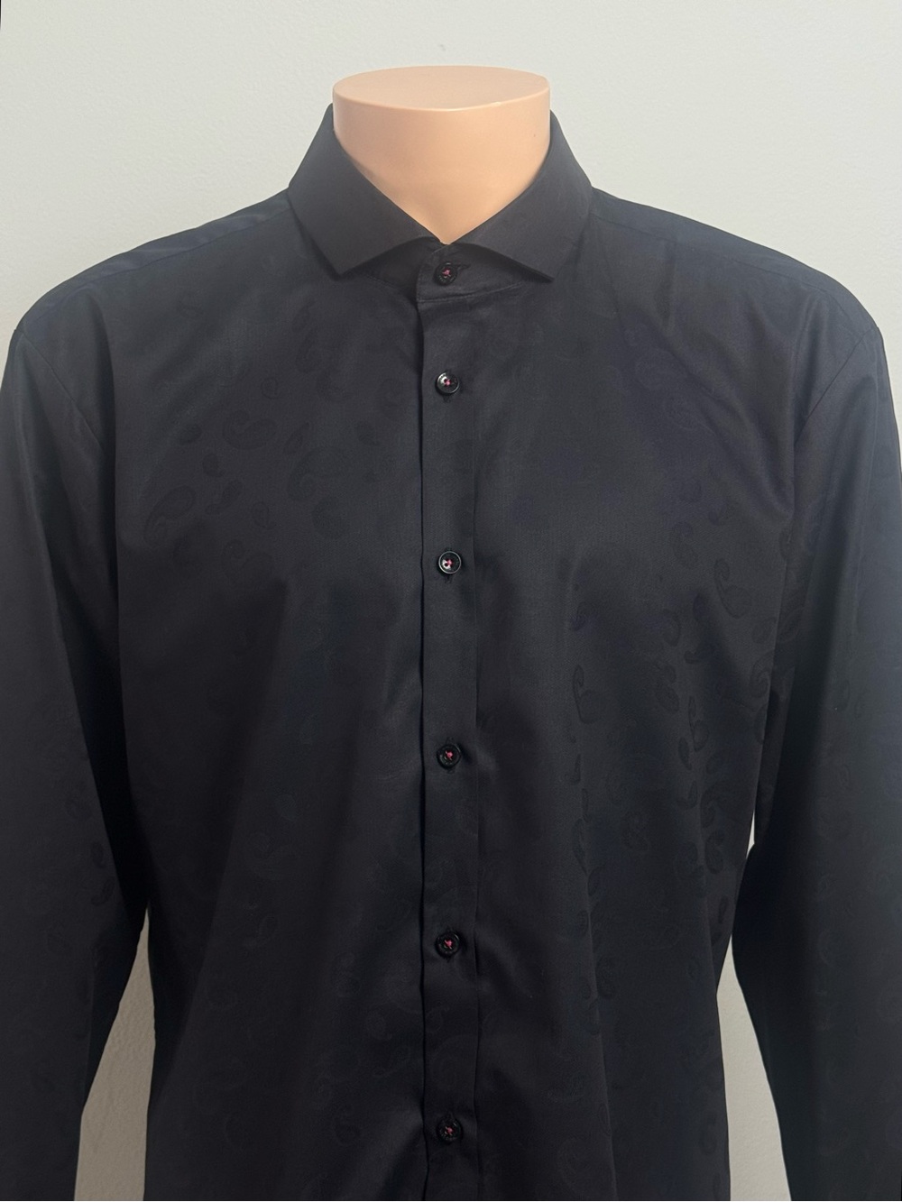 Jared Lang After Hours 2XL Slim Fit Black Paisley Floral Shirt NWT